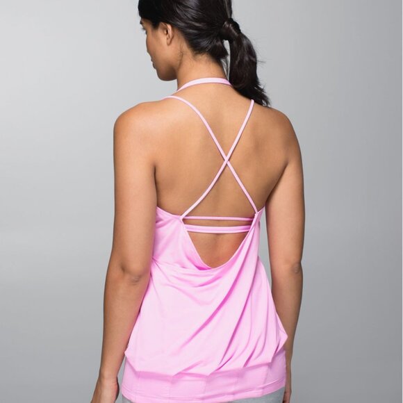 Lululemon Open Back Flawy Tank w/ Sports Bra 4 Pink - Picture 3 of 13